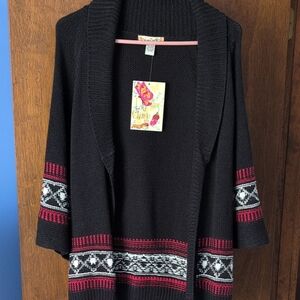 NWT Chic Black and Red Women's Cardigan